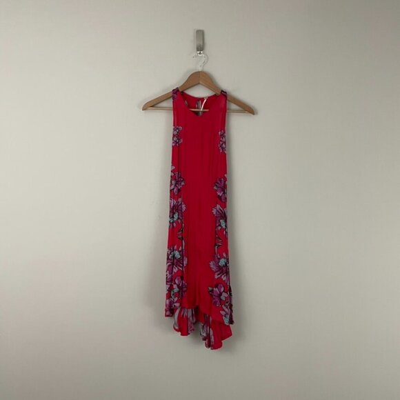 Free People Paint The Sun Red Floral Mini Slip Dress Size Small - Picture 1 of 6